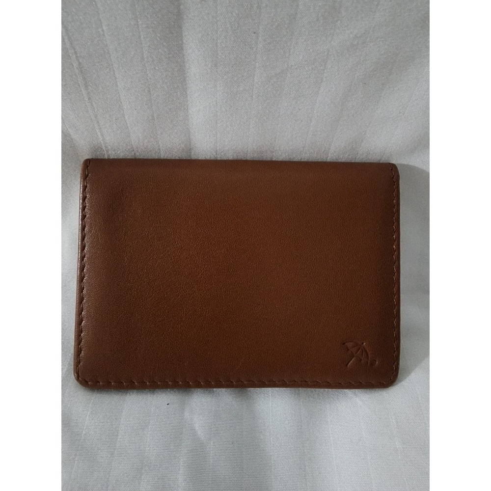 Arnold Palmer Mens Brown Leather Bifold Card Case Wallet with ID Window